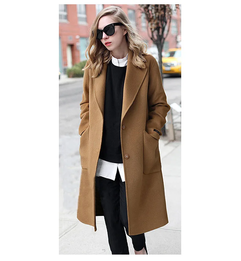 Autumn and winter double-sided woolen women's new woolen coat long loose woolen coat Jacket