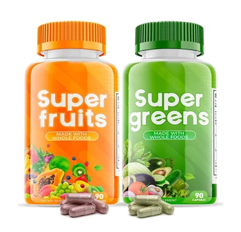 Private LabelSuper Fruit and Vegetable Supplements  Organic Superfood Vitamins & Minerals 90 Capsules for Women  Men and Kids
