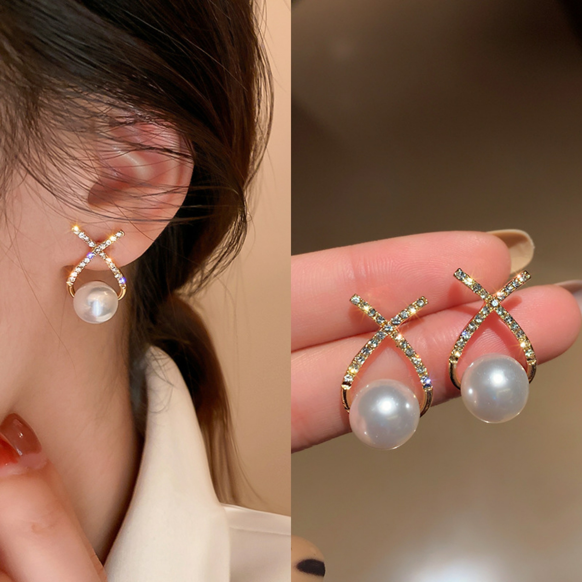 [韓国の人気ジュエリー] 925 silver. Egg pearl earring twist-pearl-earrings-kozakh-