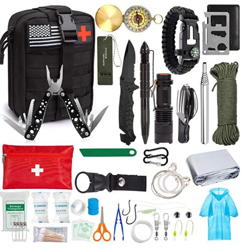 15 In 1 Outdoor Military Camping Survival Kit Tactical Molle Pouch Emergency Bag