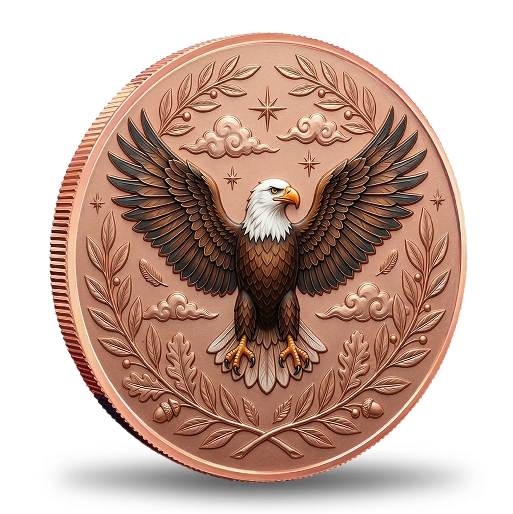 Copper Coin Eagle 1 oz 999 Fine UV Color Printed High Relief 3D