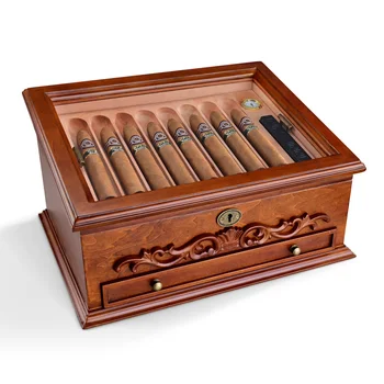Good quality Cigar Box Large Capacity Vintage Cigar Special Cedar Wooden Moisturizing Cigar Humidor Cabinets for Smoke Shop