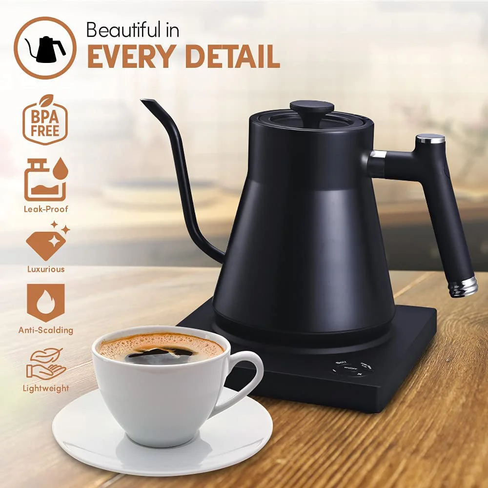 Factory Customized OEM/ODM Electric Pour Over Kettle with Temperature Control Coffee and Tea Brewing Gooseneck Long Spout Kettle