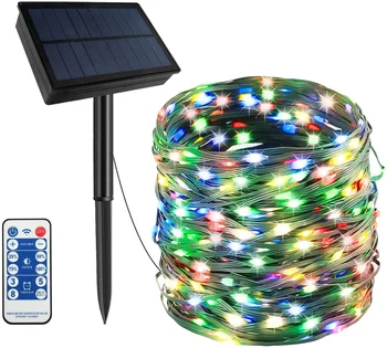 Outdoor solar string lights 300 LEDs solar powered fair Christmas lights waterproof copper wire lights for patio yard tree