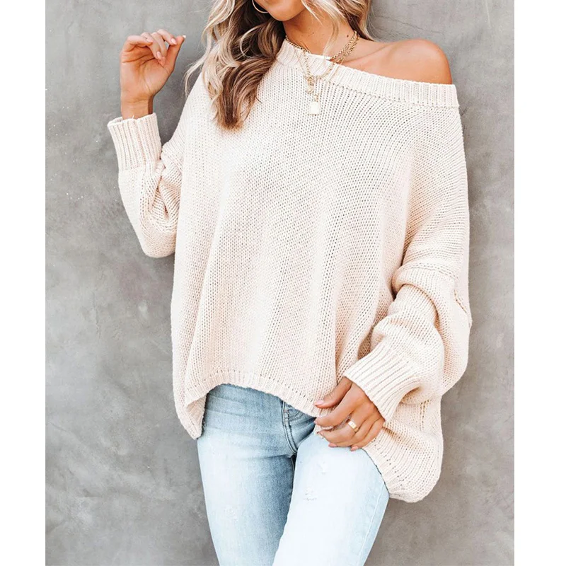 Women's Off Shoulder Long Batwing Sleeve Oversized Pullover Sweater Knit  Jumper Loose Tunic Tops - Buy Oversized Pullover Sweater,Off Shoulder  Sweater,Batwing Sleeve Sweater Product on Alibaba.com