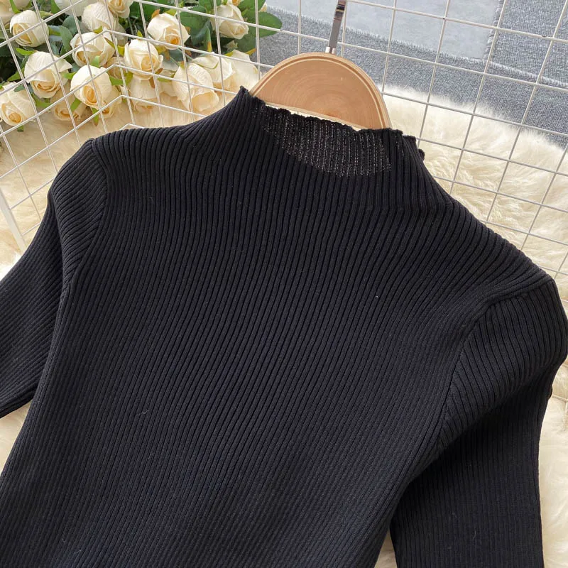 2022 New Knitting Jacket Rivet Sheath Versatile Gauze Autumn Black ...