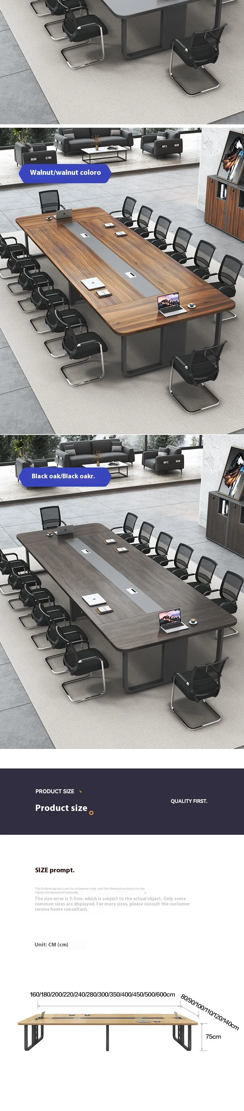 Modern Wood Panel Office Furniture Desk Set for Conference Room Boardroom Table and Meeting Tables with Comfortable Chairs