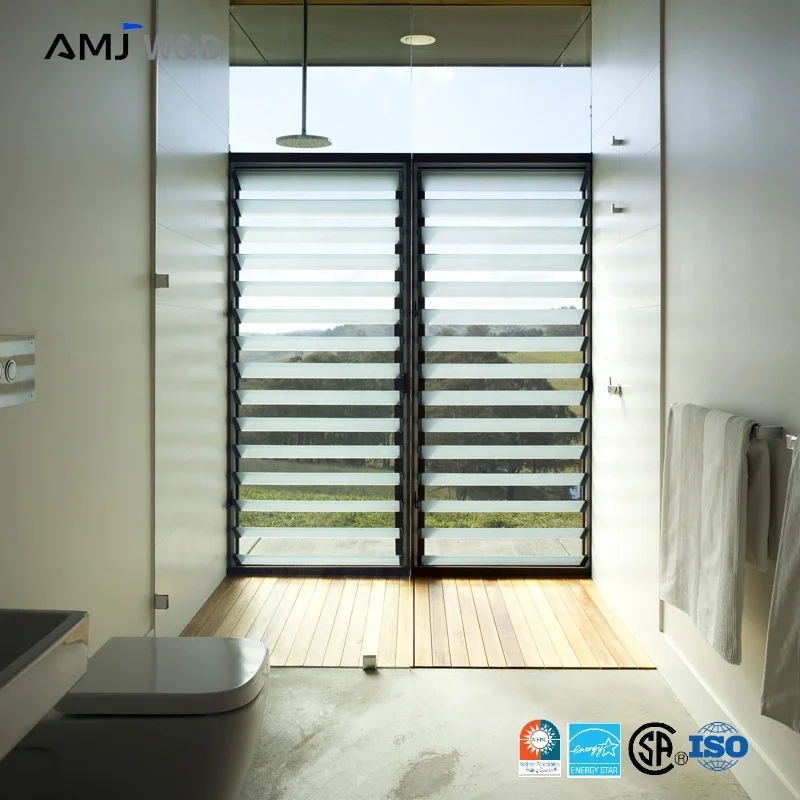 Waterproof Aluminum Glass Louver Window For Wet Areas With Handle Sealing Gasket Jalousie Window Shutter