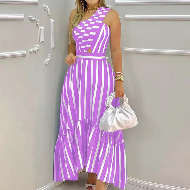 Women Elegant Lapel Neck Button Down Dress 2022 Summer Letter Print