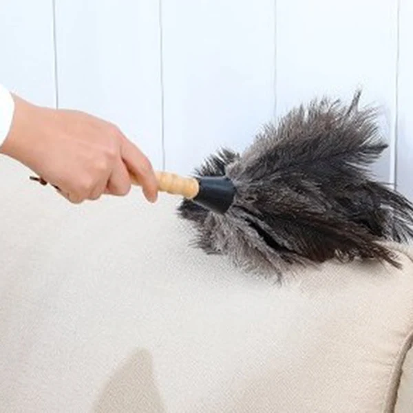 Anti-Static Ostrich Feather Fur Brush Duster Dust Cleaning Tool Wooden  Handle