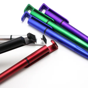 Hot Sales Wholesale Promotional Mobile Phone Holder Stylus Ballpoint Pen With Screen Wipe For Customer Logo Gifts
