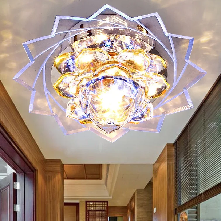 Modern Crystal LED Ceiling Light Fixture Aisle Hallway Pendant Lamp Chandelier