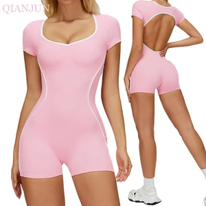 Hot Selling Women's Sexy Hollow Out Back Fitness Yoga Jumpsuit Gym Yoga Sportwear Silm Fit Quick Drying Yoga Bodysuit