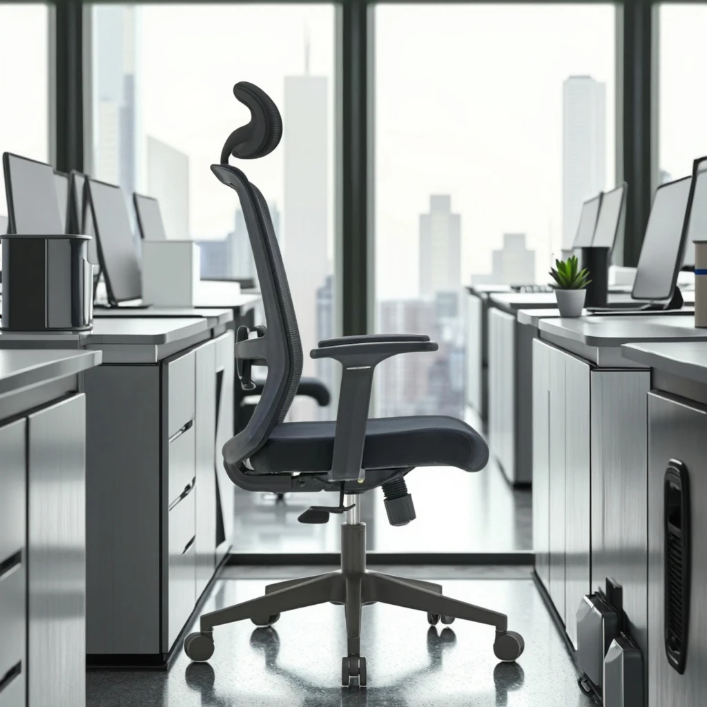 Business Computer Desk Chair with Flexible T-Fixed Armrests Ergonomic Lumbar Support Breathable Mesh High Back 5