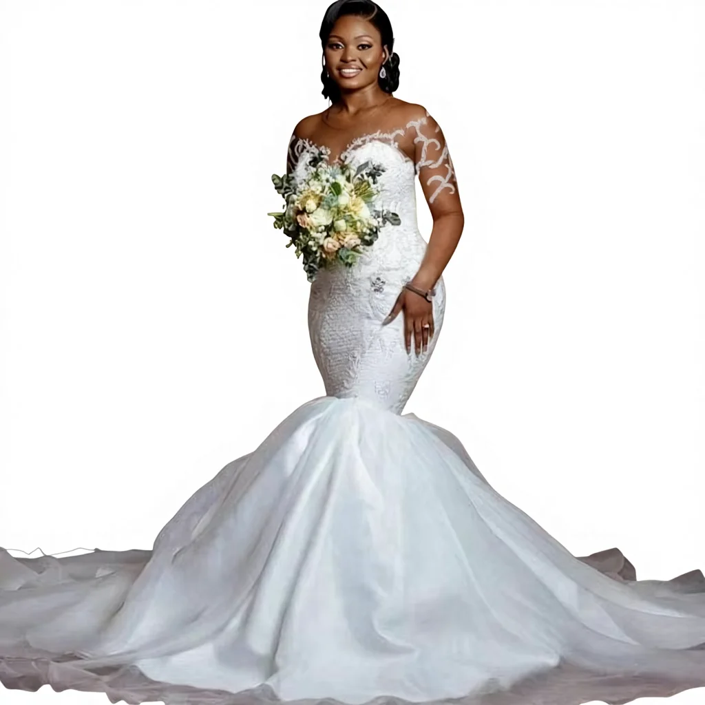 New African Mermaid Wedding Dress High Waist Slim-fit Elegant Floor-Length Long Sleeves Skin Color Lace Illusion Back| Alibaba.com New African Mermaid Wedding Dress High Waist Slim-fit Elegant Floor-Length Long Sleeves Skin Color Lace Illusion Back| Alibaba.com