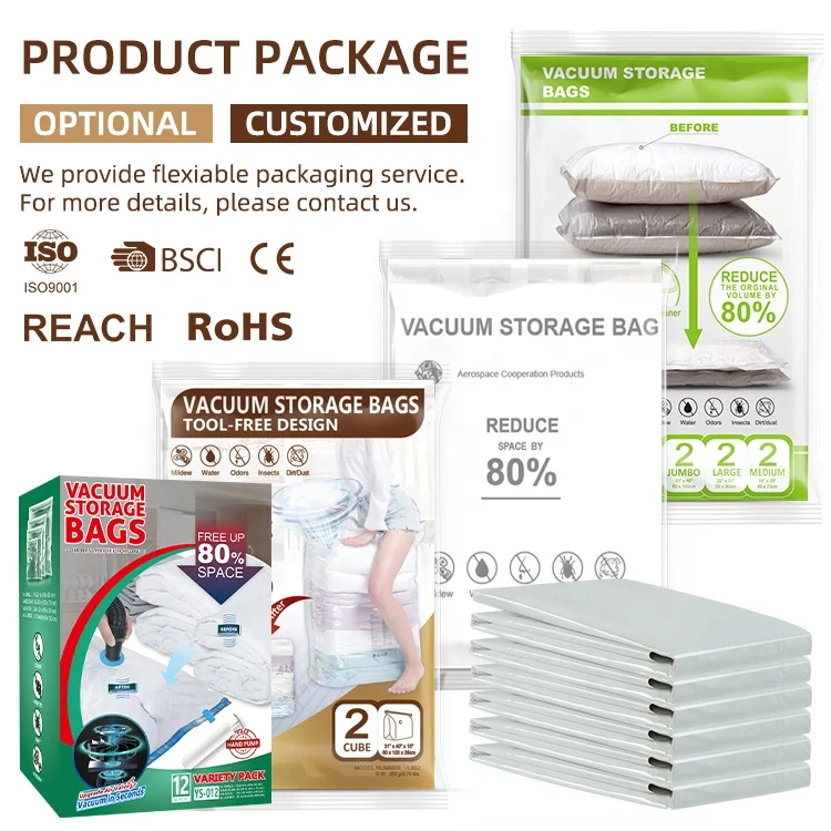 TAILI Flat Jumbo Extra Large Vacuum Plastic Zipper Sealer Compressed Storage Bags Comforter Space Saver Bags