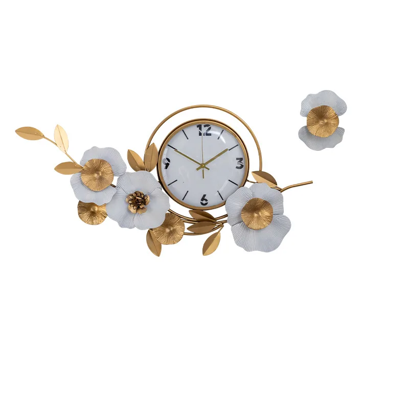 Retro Wall Clock - Vintage Inspired Metal Flower Decoration for