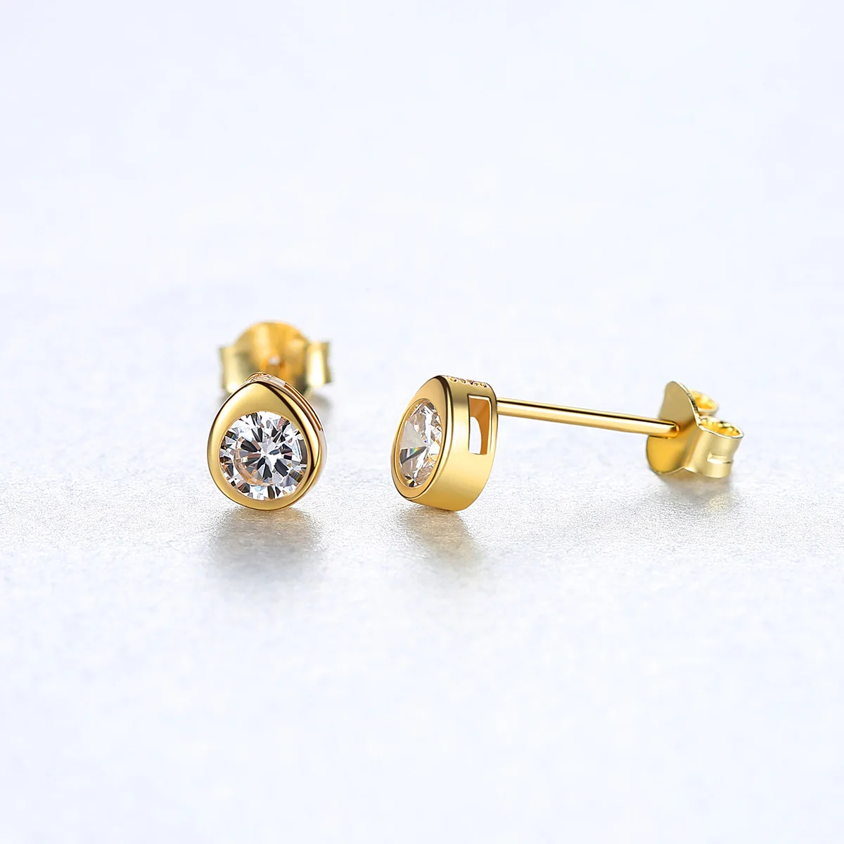 CZCITY Minimalist Stud Earring Simple Earing Necklace Gold Korean 18K Women Plated Geometric Fine Jewelry Set