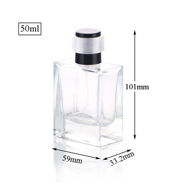 Customized Shape 50ml Square Glass Empty High Quality Perfume Bottle