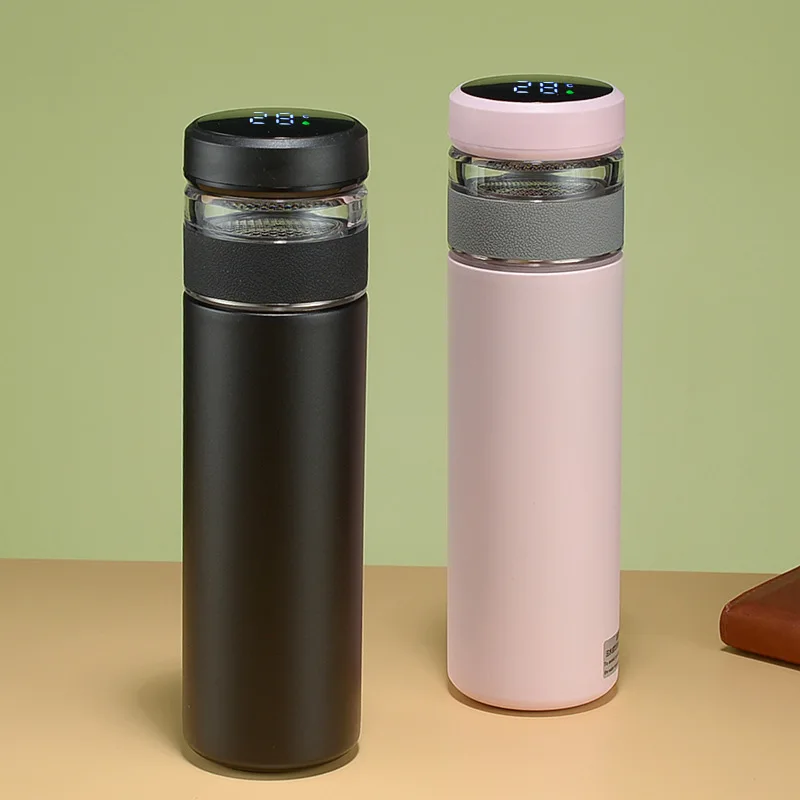Intelligent 500ml Stainless Steel Vacuum Flask Smart LED Temperature Display Metal Insulation Water Bottle with Filter