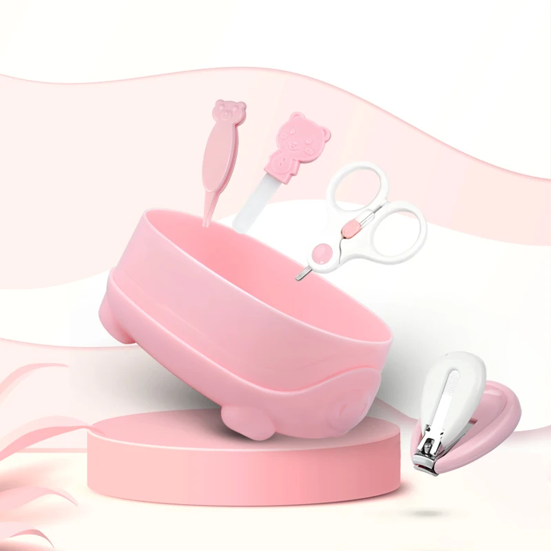 Лидер продаж, для маленькой девочки, 4 в 1, милое розовое машинки для стрижки ногтей по уходу за ребенком для Стрижки животных комплект для малышей безопасные ножницы маникюрный набор