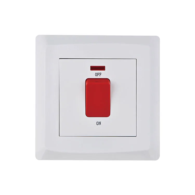 RTS UK Standard 45 a Switch With Neon LED Indicator Double Pole Power Cooker White High Quality Wall Switch