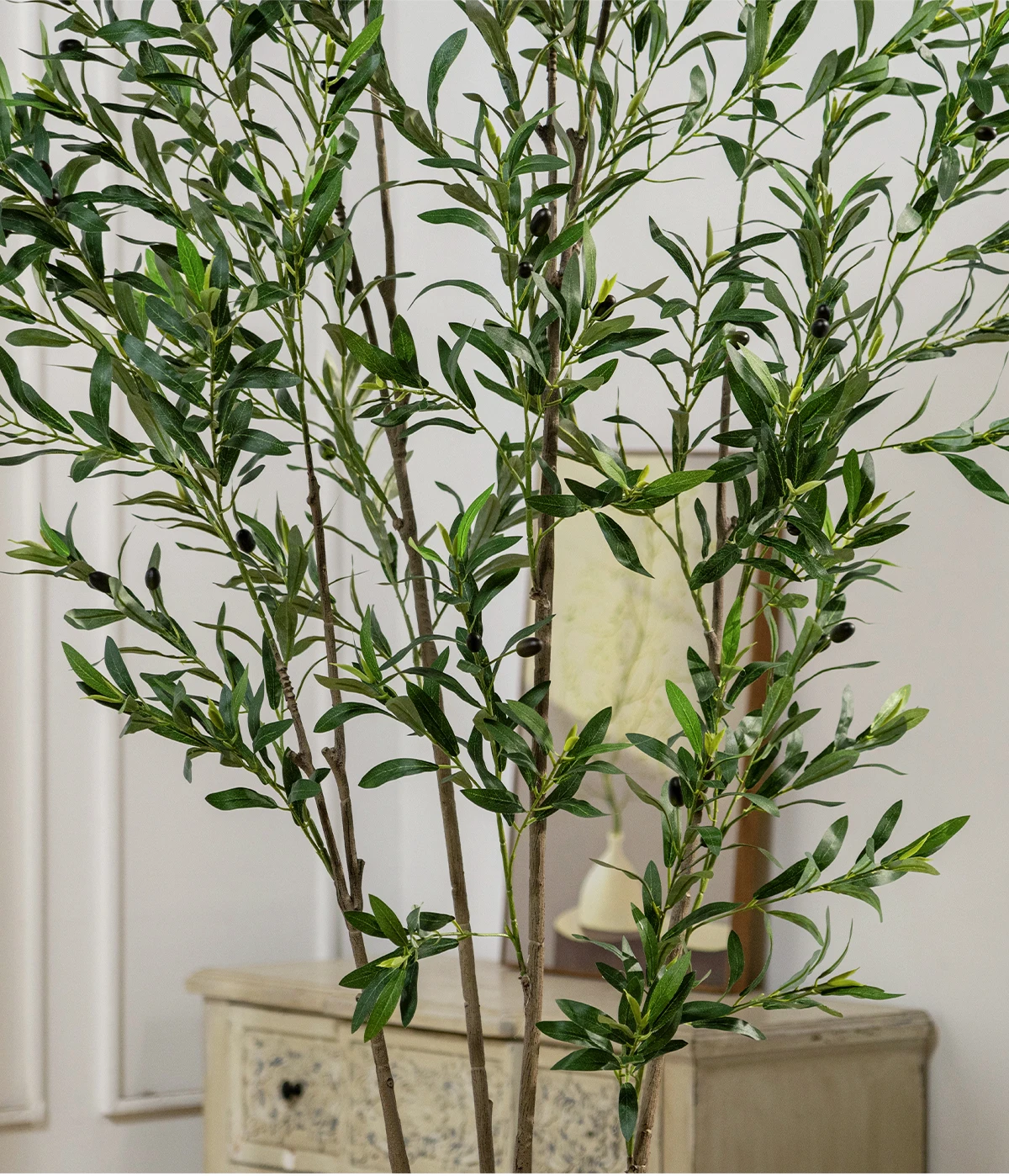 Large Artificial Olive Tree Ficus Leaf Tree Wood Silk Grass Plastic Simulation Home Decorative Landscape Wall Palm Flower manufacture