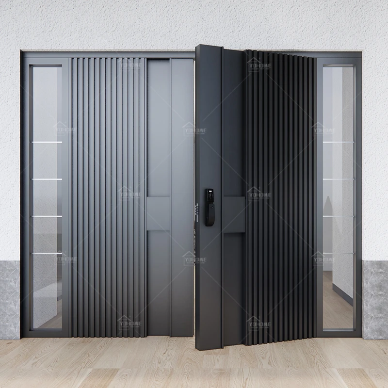 European High Standard Modern Front Double Door Designs Aluminum Exterior Double Entry Doors Front Entrance Double Door