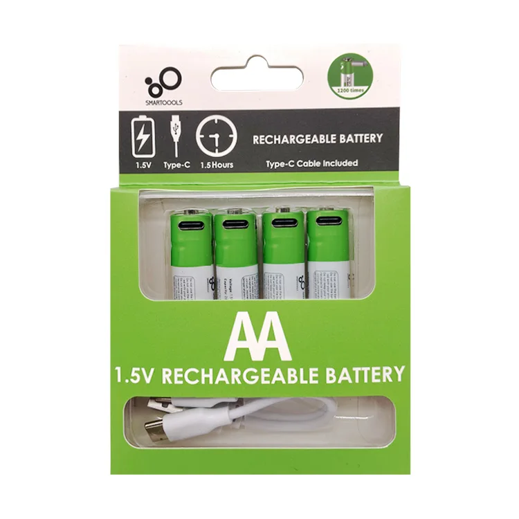 4 Batterie Ricaricabili USB AA 3000mWh 1,5V Litio – Ricarica Diretta E 1200 Cicli Con Tappo Magnetico - 2