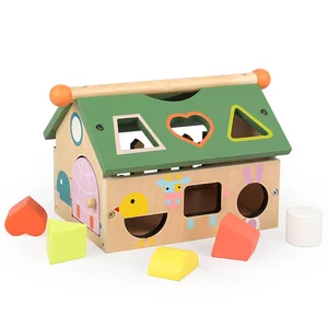 Wooden Montessori Multi-Functional Wisdom House Matching Toys Digital Learning Geometric Shape Recognition for Kids and Boys