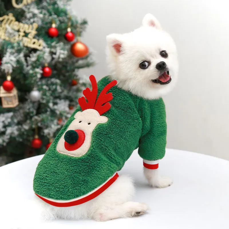 Manufacturer Wholesale Christmas Red Green Elk Winter Warm Dog Coat