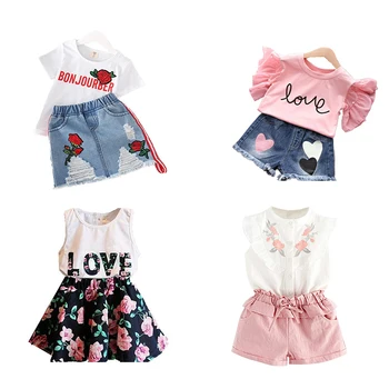 2019 new design summer flare sleeve back to school china wholesale boutique floral little baby girls bangladesh kids clothing