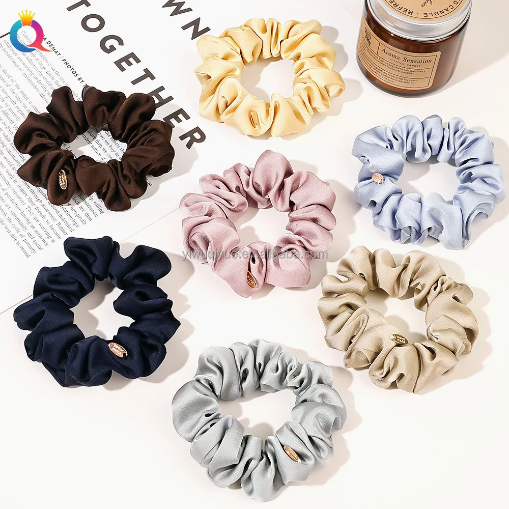 Solid Color Polyester Scrunchies Scrunchy Hair Tie Ponytail Holder ...