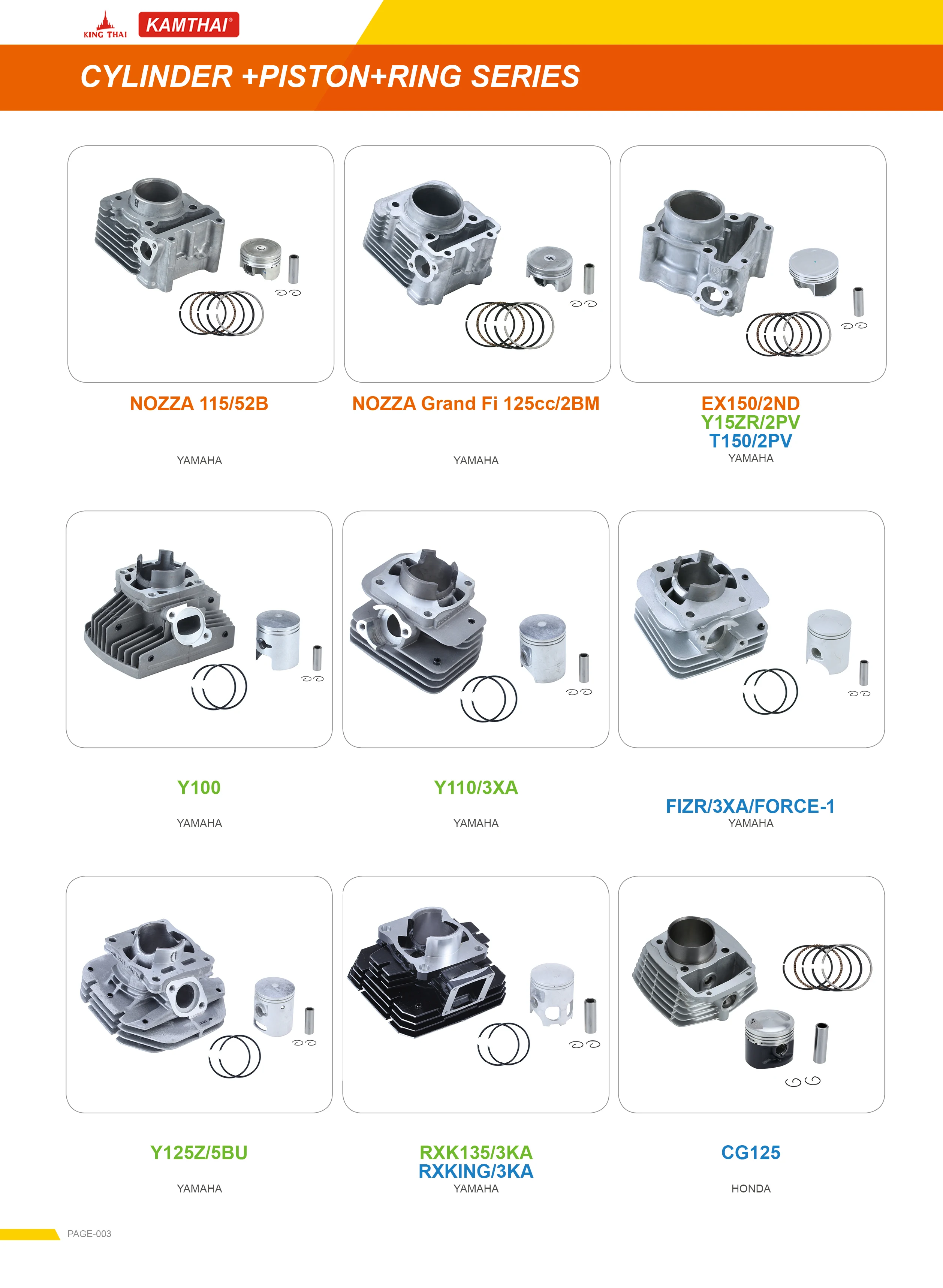 Высококачественные запчасти для мотоцикла KAMTHAI разбитого типа 110, набор цилиндров 09 г для мотоцикла SUZUKI