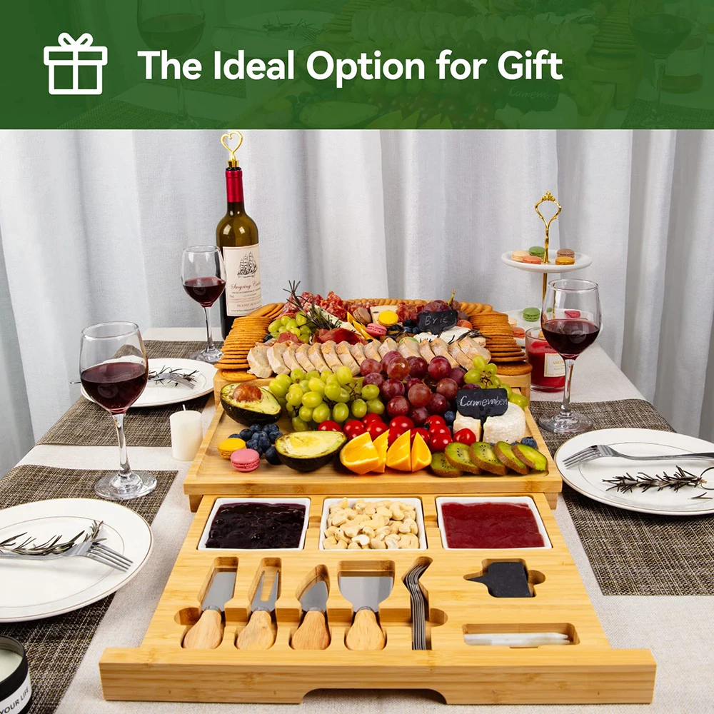 Hot Selling Bamboo Cheese Board And Knife Set Cheese Plate Tray