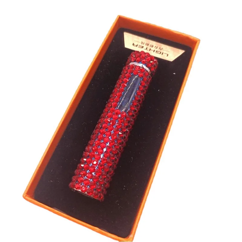 Personality USB Lighter Rechargeable Touch Induction Arc Lighter Set with Diamond Stick Diamond Lighters for Women