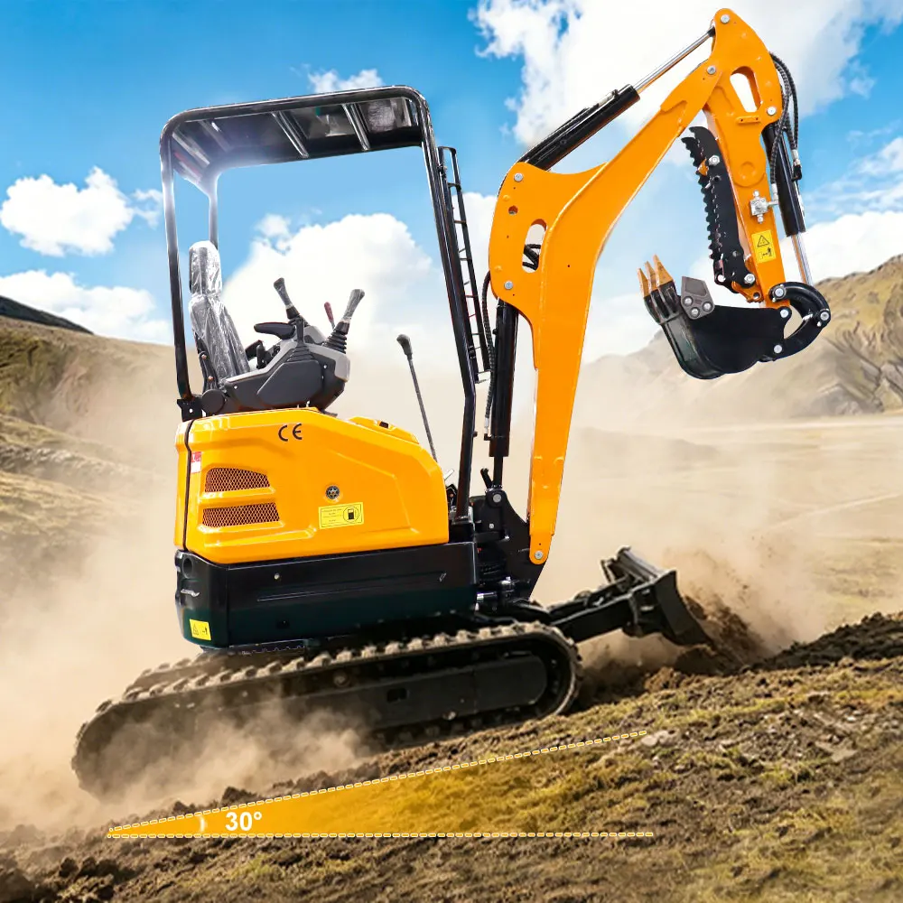 Miniexcavator med motor och kryphjulgrävare, nollutsläpp för jordbruk