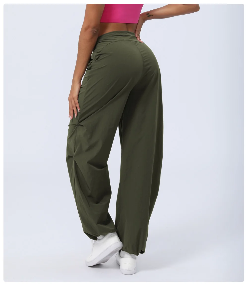 Casual Ladies Cargo Pants High Waisted Baggy Joggers Drawstring