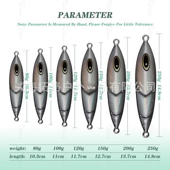 Night-Glow Speed-Sinking Metal Jig Artificial Hard Bait 80g-250g Sea Fishing Boat Deep-Sea Fishing Lure for Saltwater Fish – Metal Jig – view 3