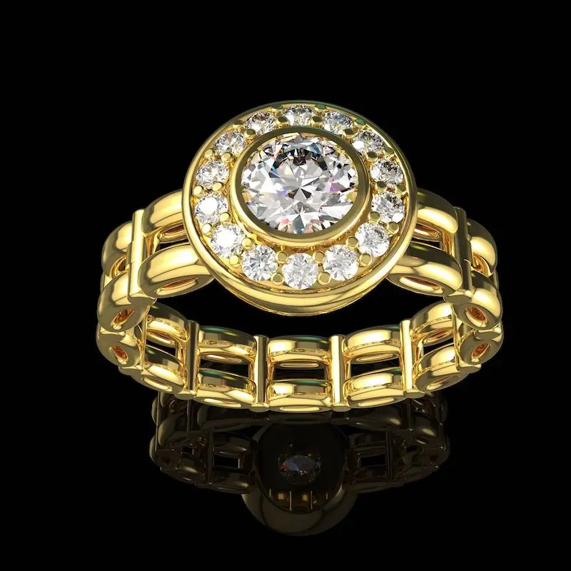 Huitan 2022 New Arrival Korean Style Luxury 18k Gold Plated CZ Cubic Zirconia Rings Bling Crystal Ring for Women