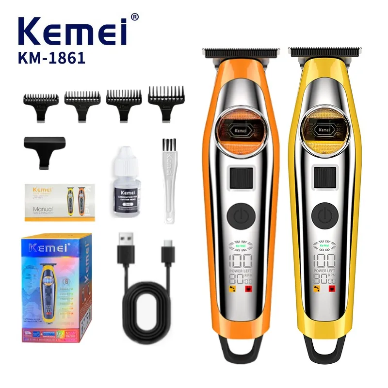 Kemei KM-1861, nouveau rasoir de précision pour barbier ou salon, puissance de 5 W, moteur externe, 6 vitesses, 8000 tr/min, tondeuse à cheveux avec lame en acier et céramique