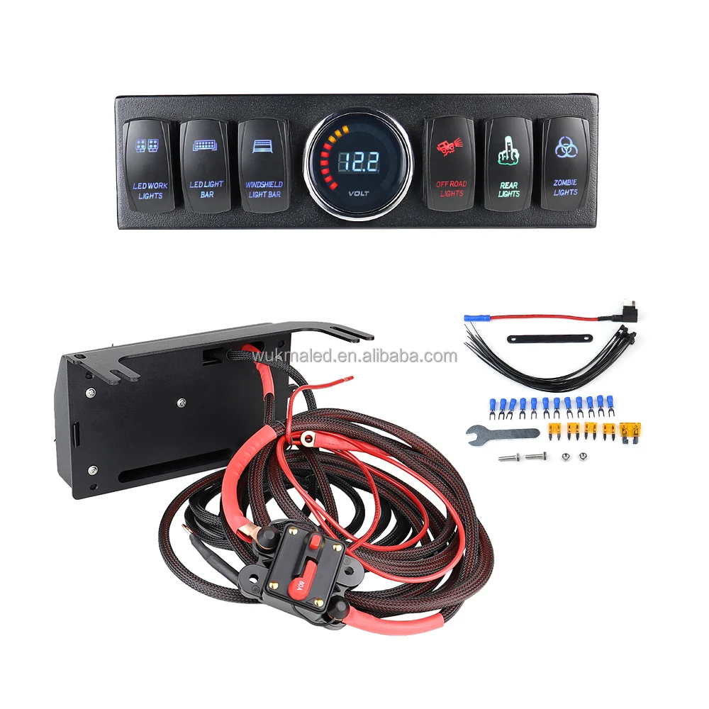 6-Switch Control Panel Box Kit for Wrangler JK JKU 2007-2018 Car Accessories LED Lights Bar Rock Lights