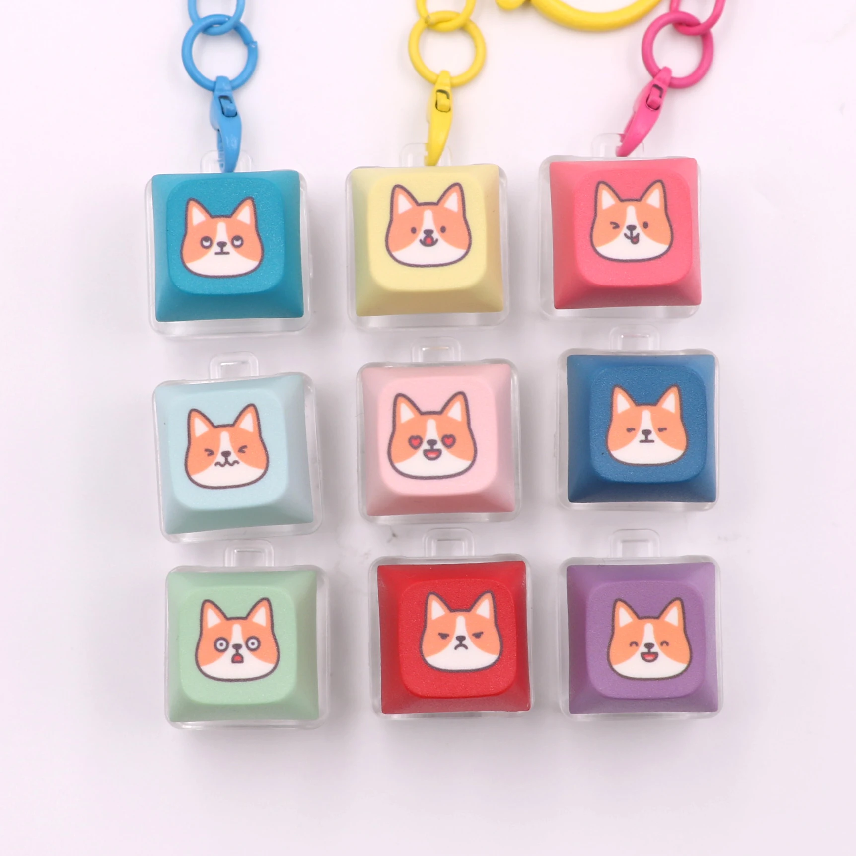 Custom Design LED Keycap Fidget Keychain Keyboard Click Fidget Kawaii Keychain Multiple Color Options Stim Toy Stress Relief