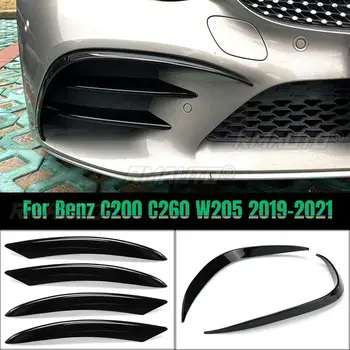 for Mercedes Benz C CLASS C200 C260 W205 2019 2020 2021 Front Bumper Lip Splitter Spoiler Fog Lamp Trim Cover Grille Sticker