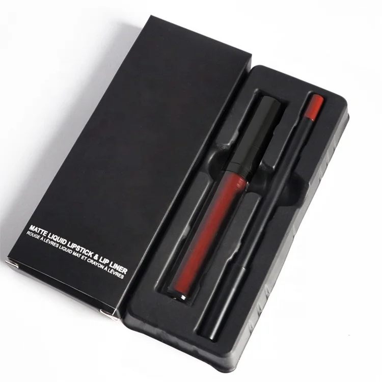 ZHENHAI Custom LOGO Longlasting Waterproof Matte Liquid Lipstick and Lipliner Kit Lip Glaze Set
