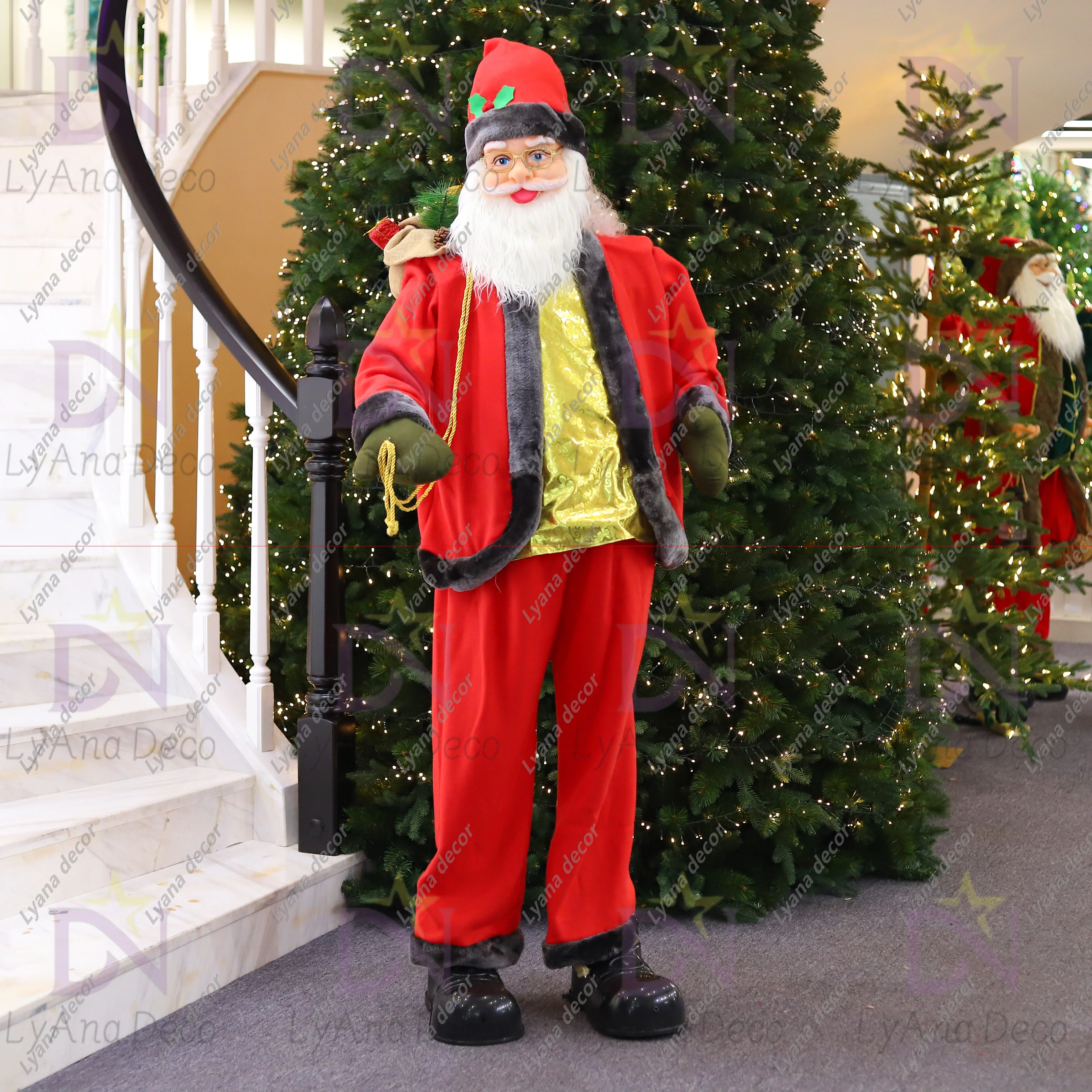 Lebensgroßer Outdoor 1,80 M Tanzender Weihnachtsmann Aus Stoff,Weihnachts-ornament Mit Bluetooth,Singender Weihnachtsmann Und Dekoration,Weihnachtsgeschenk