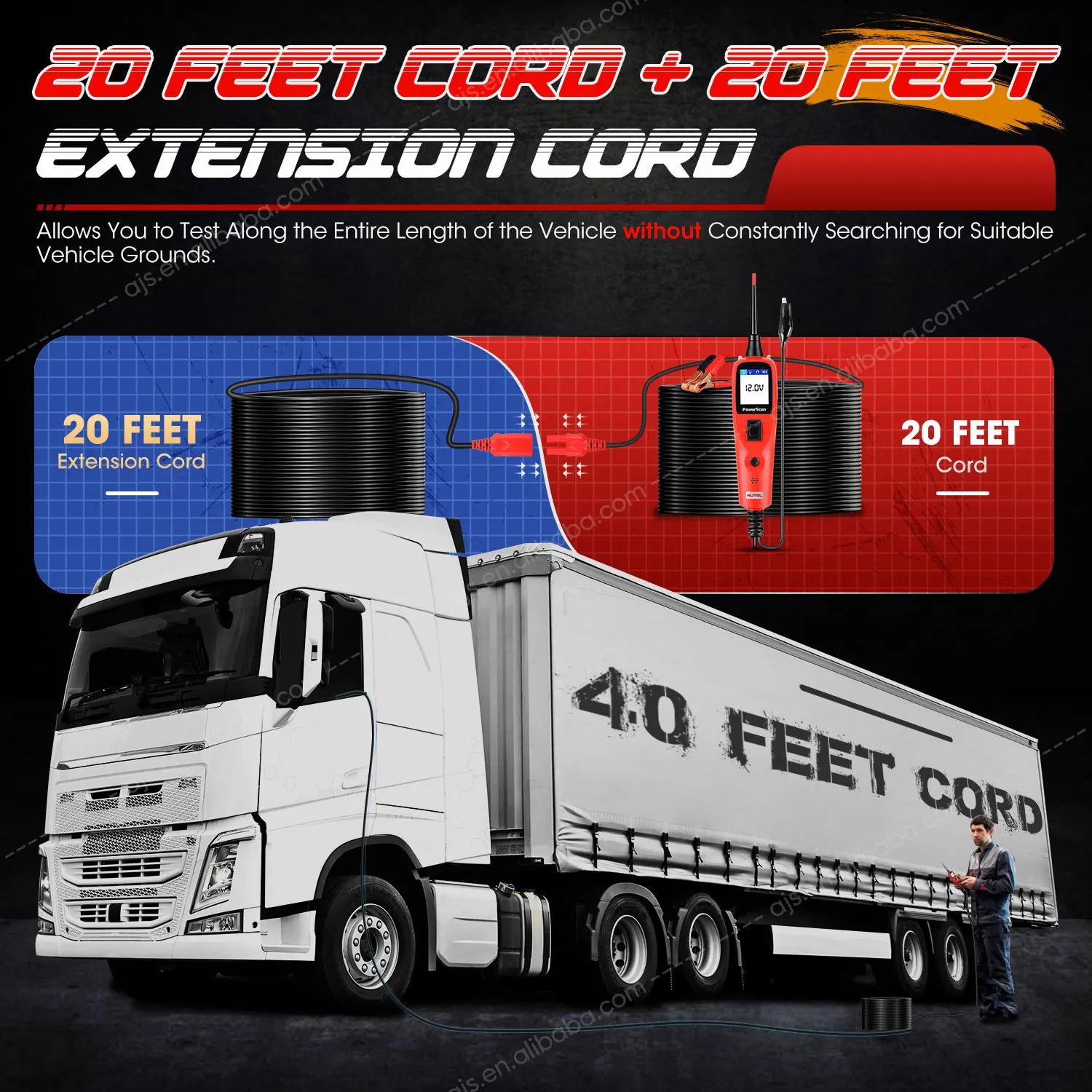 Autel PowerScan PS100 OBD2スキャナー - 自動車電気回路テスター