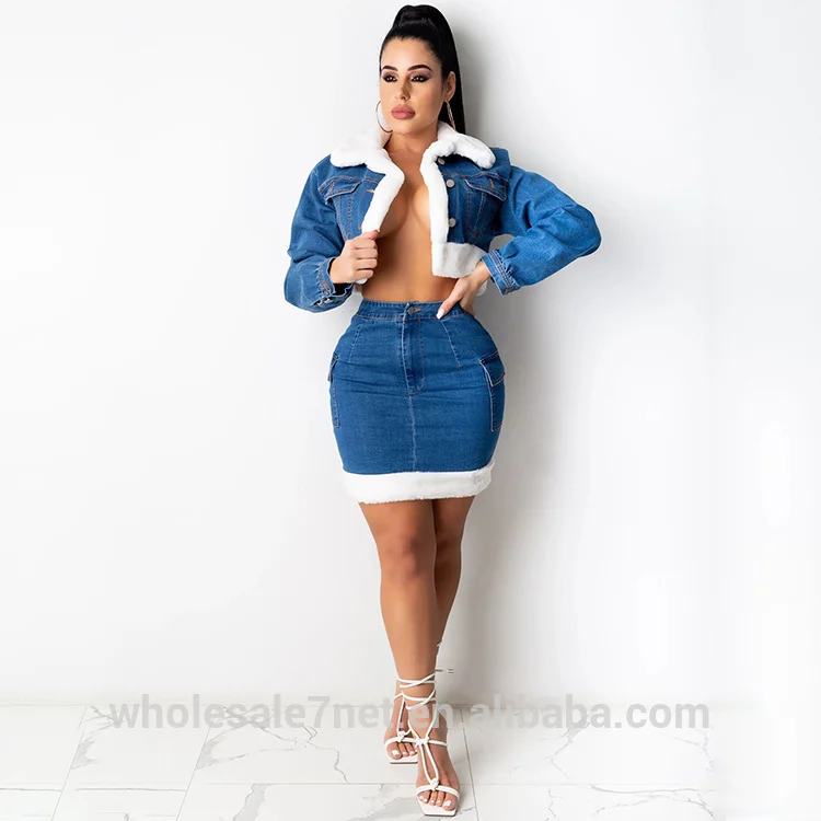 Politie Ruwe olie speelgoed Ladies Plush Thicker 2021 Two Piece Skirts Set Winter Fashionable Denim  Outfits Short Jean Skirt And Jacket Sets For Women - Buy 2021 2 Pc Skirt Set  Winter,Denim Skirts Sets,Fashionable Outfits Product