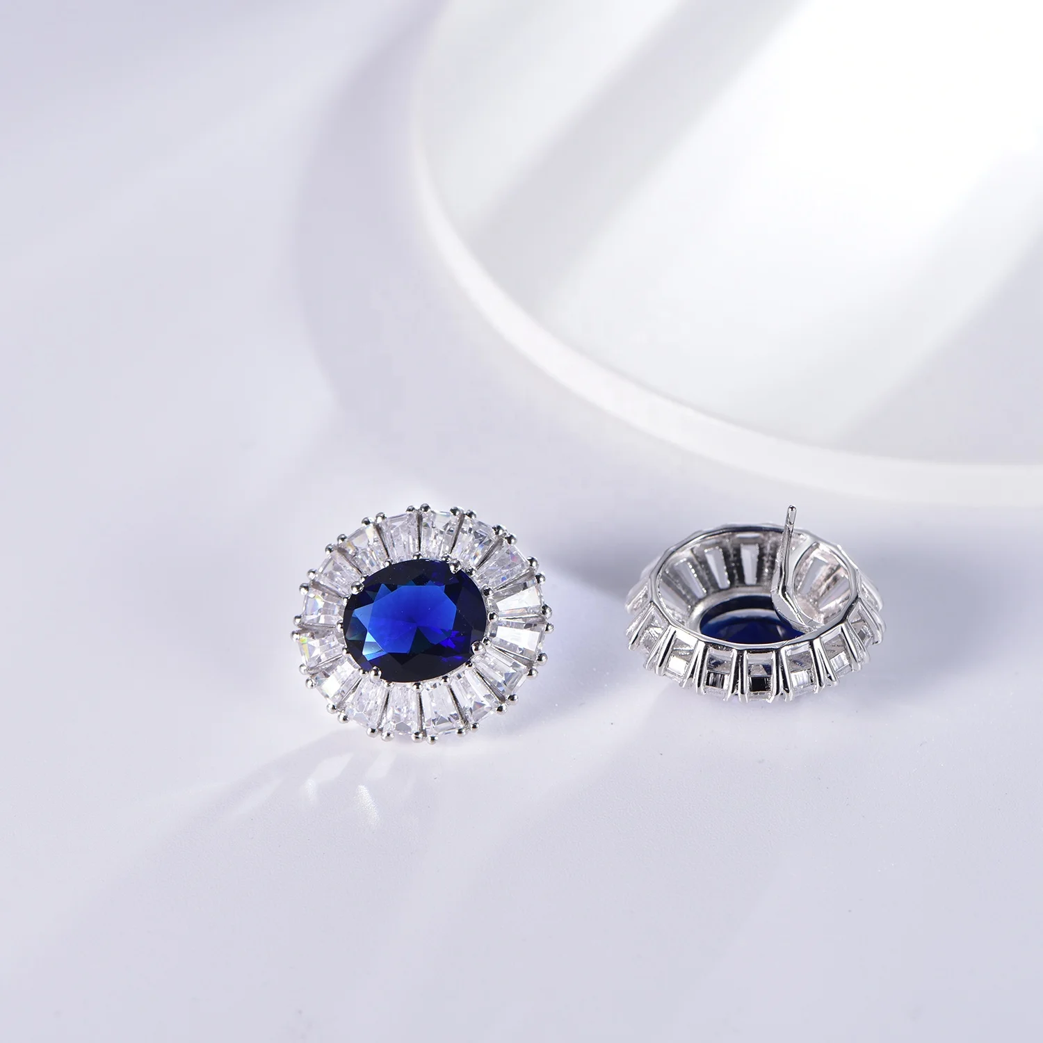 925 Sterling silver earrings fashion small simple earring blue diamond drop earrings