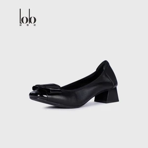 Designer Luxury Women's Office Shoes Winter Spring Summer Genuine Leather Closed Casual Square Heel Slip-On Low Fashion Trend